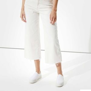 AE flare crop jeans in white denim